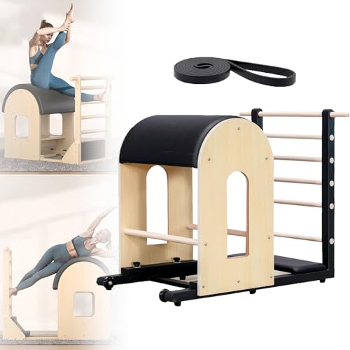 Pilates Barrel Ladder Machine - Adjustable Black Workout Equipment