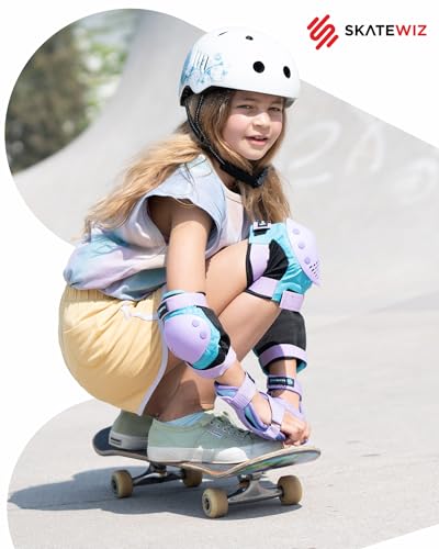 Skateboard Protective Gear Set for Kids and Adults - M/L - Blue Purple
