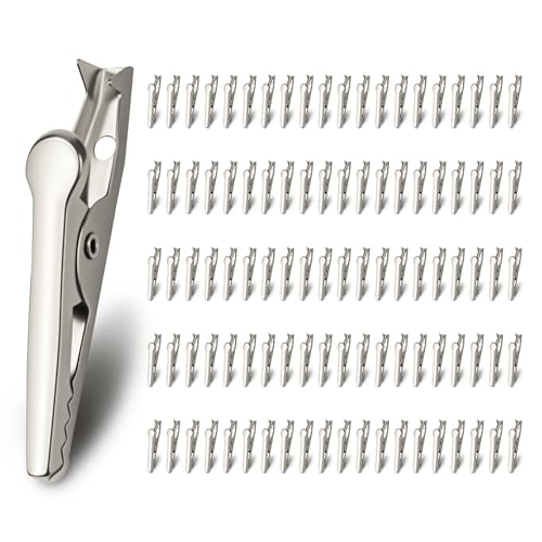 100 PCS Metal Alligator Clip, 35mm Spring Clamps Test Line Crocodile Clip Silver Tone Alligator Clips Nickel Plated Crocodile Clamps, Used In Laboratory Electric Testing Work And Cable Lead