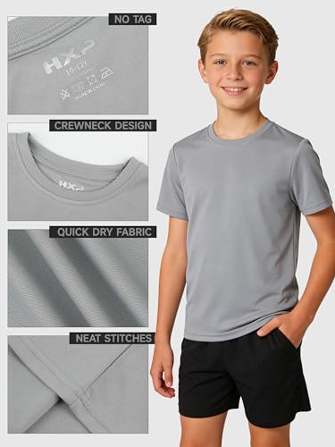 HXP Boys Mesh Athletic T-Shirts | Dry-Fit Youth Sports Tees (6 Pack)