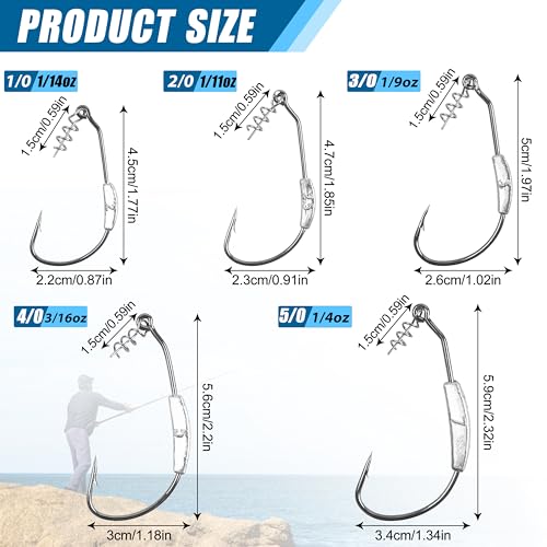 Agool 1/0 Weighted Swimbait Hooks Weedless Jig Heads with Twistlock - 2g/10pcs