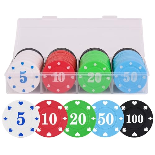 100 PCS Plastic Poker Chips Set with Storage Box for Poker Games