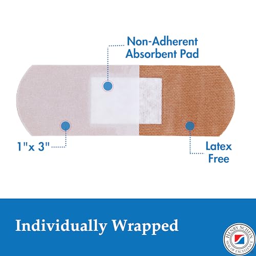 Sterile Adhesive Fabric Bandages 1" x 3" - 100 Count