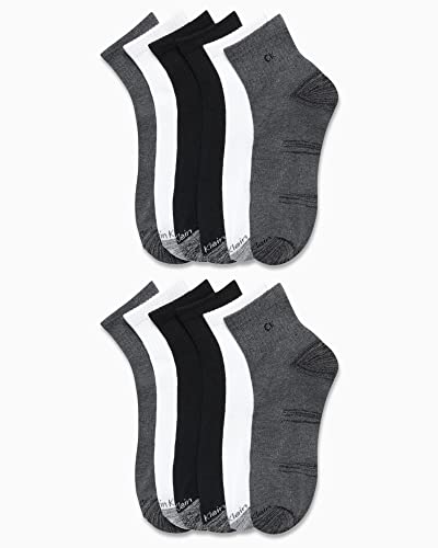 Calvin Klein Men’s 12 Pack Cushioned Ankle Socks Black White Grey 7-12