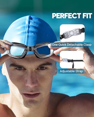 No Leaking Swim Goggles 2 Pack for Men, Women & Youth - Clear Black & Aqua