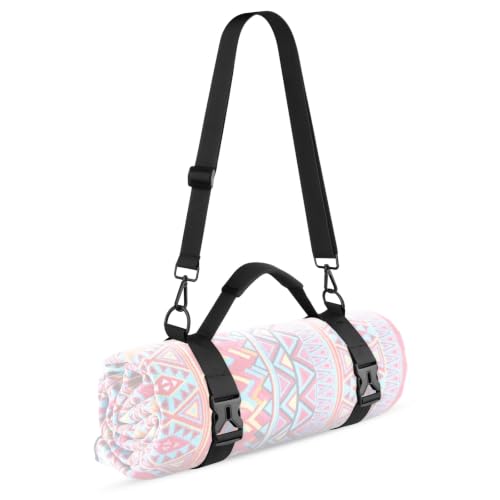 Adjustable Yoga Mat Strap with Shoulder Handle - Black