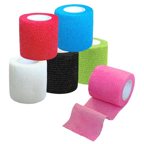 2 Inch Self-Adhesive Bandage Wrap - 6 Pack, 6 Colors