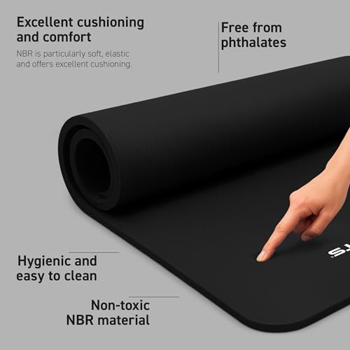 Yoga Mat - Extra Thick Non-Slip Foam, 74.5 x 40 x 0.6 in - Black