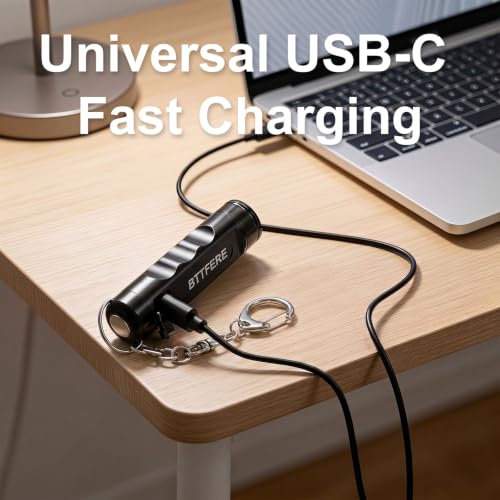 USB-C Rechargeable Mini Keychain Flashlight with Magnetic Base