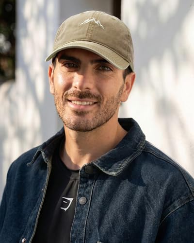 FURTALK Khaki Washed Denim Mountain Embroidery Baseball Cap - Distressed Hat