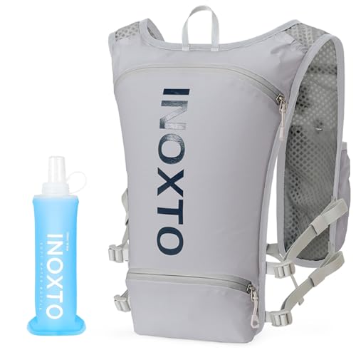INOXTO Running Hydration Vest Gray-Blue, Lightweight 250ml Flask, Men & Women Hiking Pack