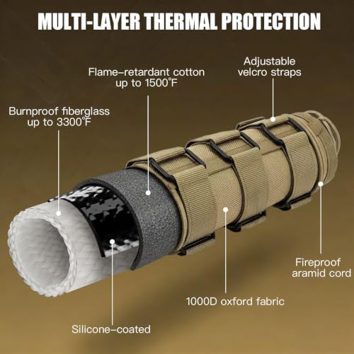 Heat Resistant Suppressor Cover - 5 Inch Khaki Insulation Wrap