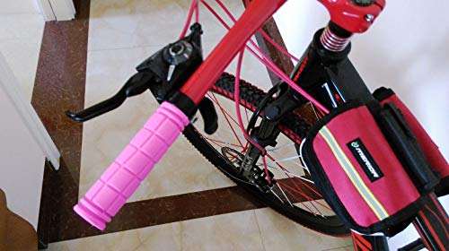 Non-Slip Rubber Bike Handlebar Grips - Pink, Soft & Durable