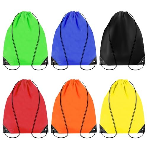 Waterproof Drawstring Backpacks - 6-Pack Cinch Gym Bags