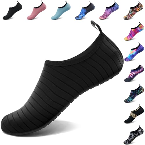 Quick-Dry Water Shoes for Women/Men - 7.5-8.5 Women/6-7 Men - Black