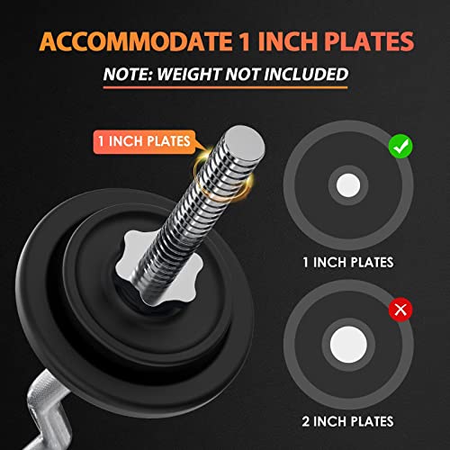 ExtreSpo 47-Inch EZ Curl Barbell with Star Collars, Silver, 1-inch Olympic Weightlifting Bar for Gym & Home