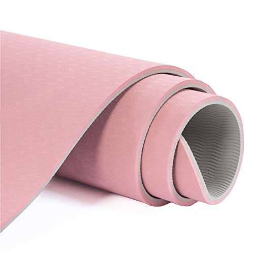 Eco-Friendly Non-Slip Yoga Mat - 72"x24" Parfait Pink & Gray