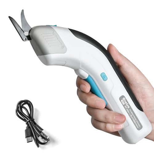 Cordless Electric Fabric Scissors, Power Rotary Cutter,Cardboard Box Heavy Duty Scissor, Carpet cutter tool heavy duty electric,Box Cutter for Carton Carpet Plastic Fabric Leather white