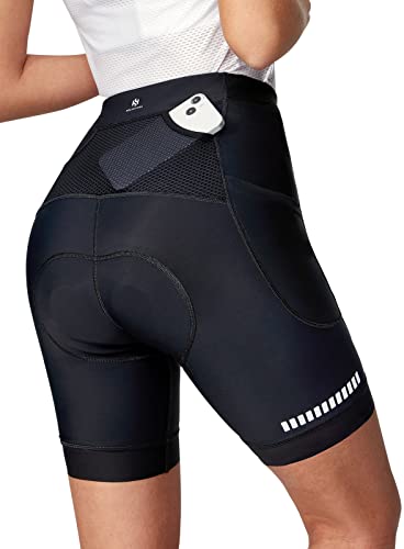 4D Padded Cycling Shorts for Women with Pockets - Black, Medium