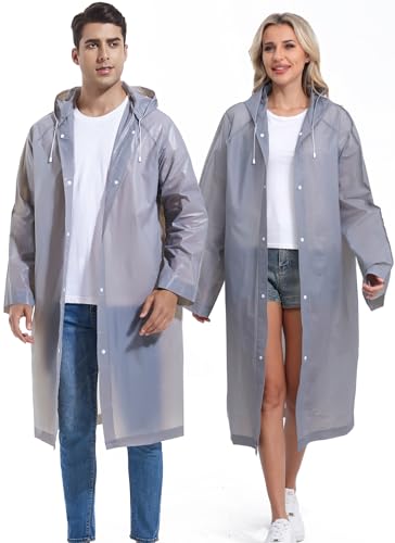 Reusable Rain Ponchos for Adults - 2PCS A-Grey