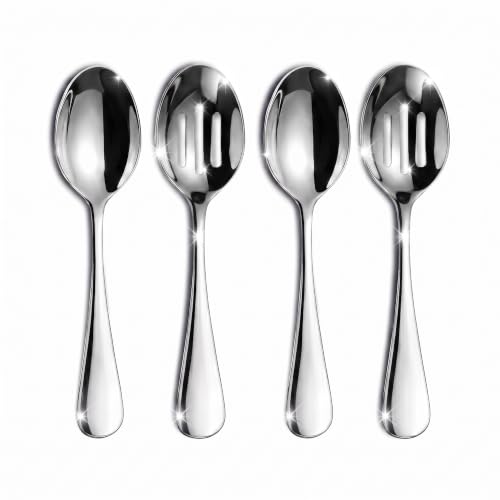 4-Piece Serving Spoon Set - 8.5-Inch Solid & Slotted Spoons