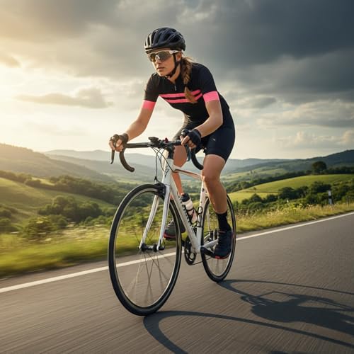 Tommaso Women's Cycling Shoes with SPD Cleats - Black/Pink, Easy Walk-In Ventilated Indoor Spin Shoes