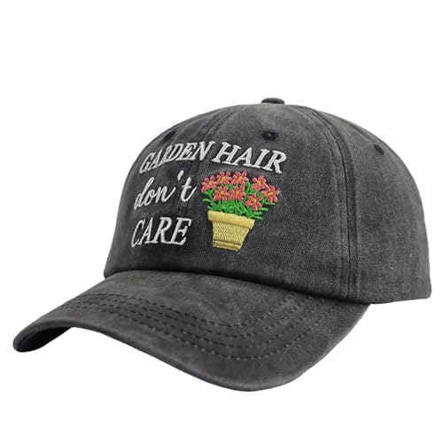 Women's Garden Baseball Cap - Adjustable Cotton Embroidered Hat - Black One Size