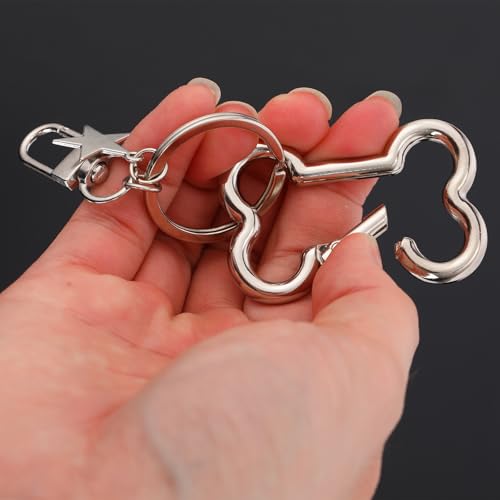 Y2K Bone & Star Carabiner Keychain Clip - Silver Alloy