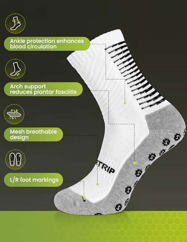 Grip Soccer Socks for Men - Anti-Slip, Medium - Black & White