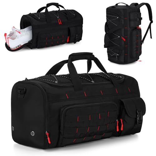 Gonex 45L 3-in-1 Duffel Bag for Gym & Travel - Black with Red Accents