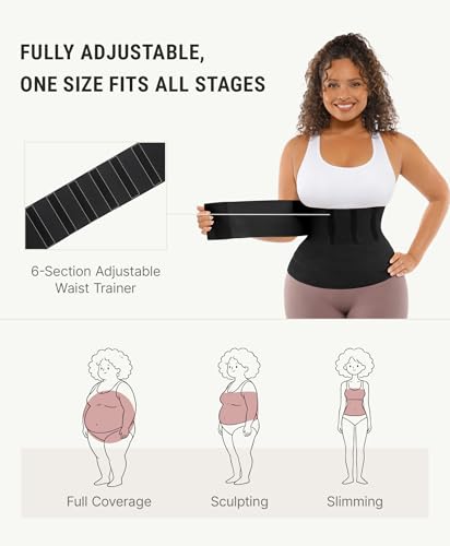 Waist Trainer for Women - Tummy Wrap Trimmer Belt - Black - One Size
