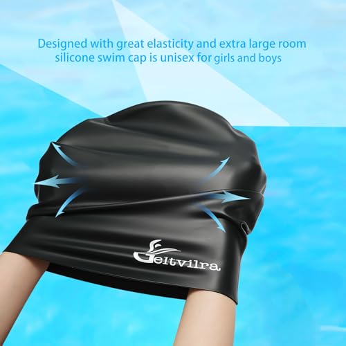 Fuchsia Extra Large Kids Swim Cap for Long Hair Dreadlocks & Braids Waterproof Silicone Turban