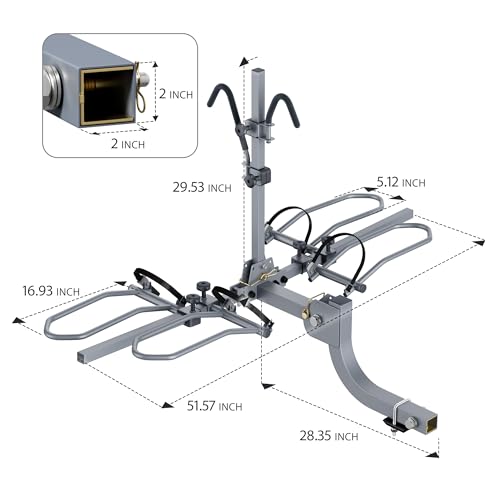 2-Bike Hitch Rack - Foldable & Tilting, 180 lbs Capacity for Standard, Fat Tire & E-Bikes