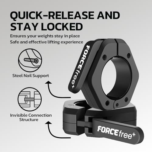 Barbell Clips - Quick Release Olympic Clamps with Anti-Slip Grip - Black