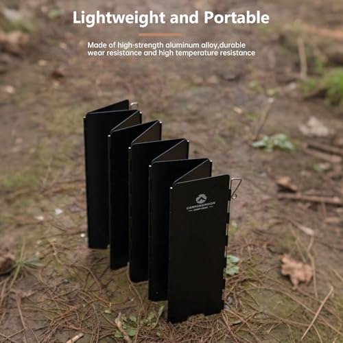 Campingmoon Foldable Aluminum Windshield for Camping Stoves, 10 Plates