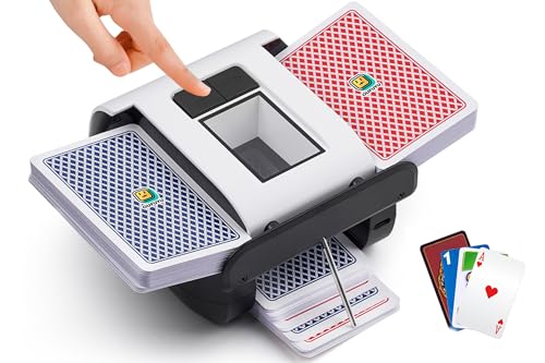 OUFUYU Multicolor 1-2 Deck Card Shuffler with Auto & Manual Modes, Rechargeable USB