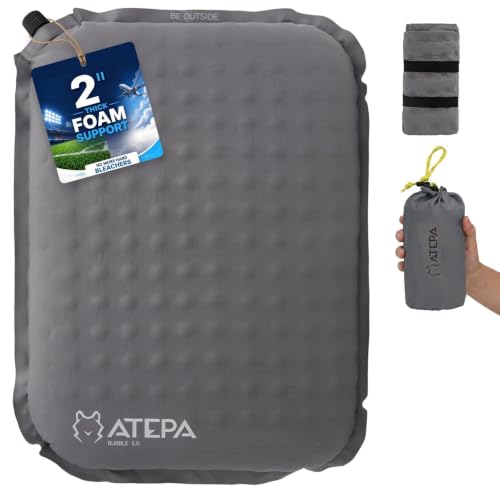 Inflatable Seat Cushion - 2" Foam Core, Compact for Travel - 1 Pack Grey