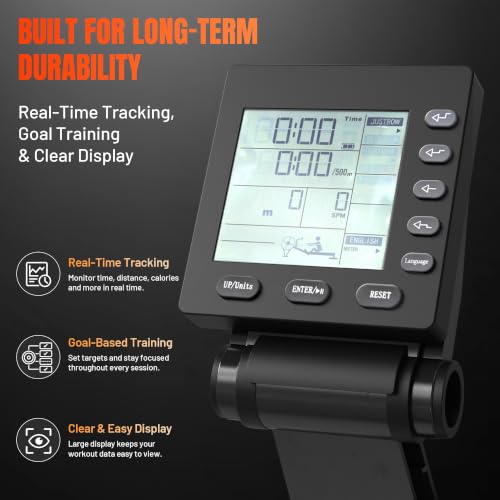 Air Rowing Machine with 10 Adjustable Resistance Levels & Monitor