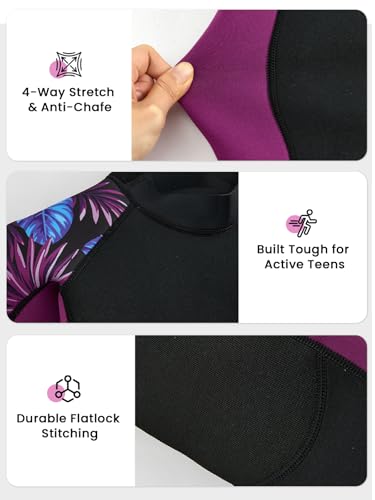 Owntop Kids 2.5mm Purple Neoprene Wetsuit for Youth