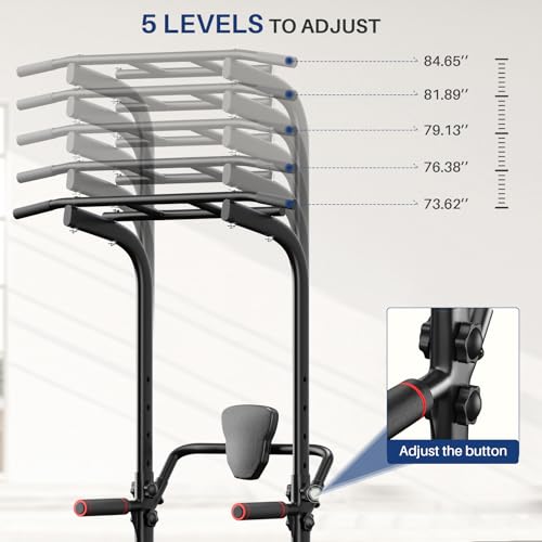 Power Tower Dip Station for Home Gym - Adjustable Height, Black-02