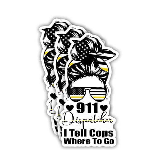 SODAVA (3Pcs, 3"x4") Dispatcher Sticker Funny 911 Operator Gift Waterproof Vinyl Decal for Laptop Water Bottle Computer Notebook Dispatch Life Sticker for Emergency Communications Worker