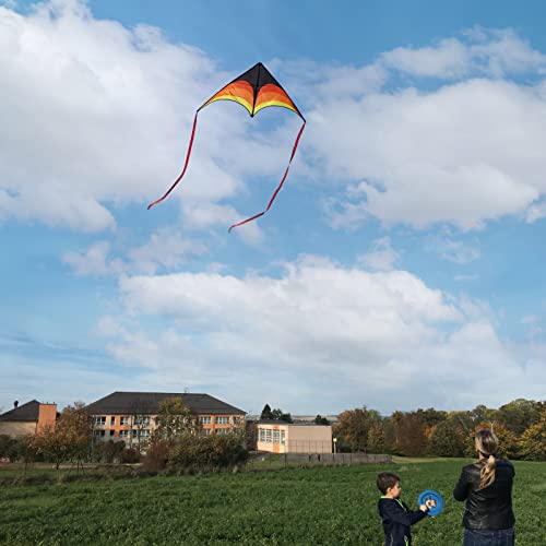Kaiciuss 1/60'' Yellow Black Large Single Line Beach Kite for Adults & Kids, Easy to Fly