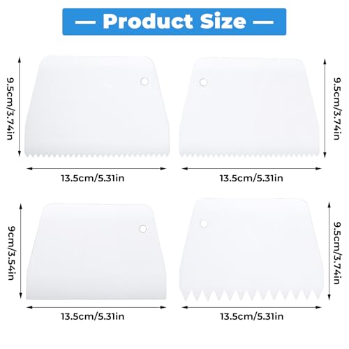 4 Pcs Adhesive Spreader, Notched Glue Applicator Kits Plastic Trowel Adhesive Barrier Spreader 0.5"/1" Tooth Reusable Hardwood Flooring Spreaders for Applying Glue Epoxy PET Putty(White)