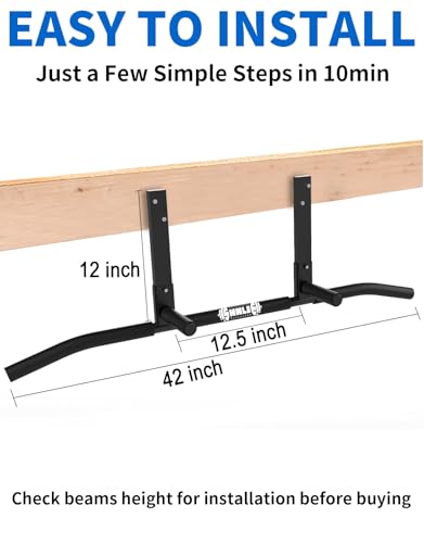 Joist Mounted Pull Up Bar - Ceiling Mount Chin Up Bar - Black