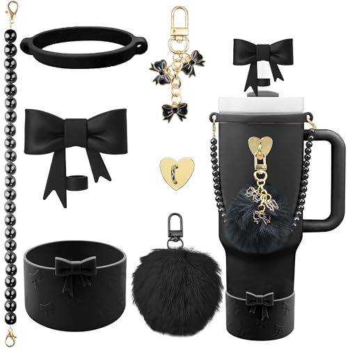 Stanley Cup Accessories Set - 7PCS Bow Charms - Black