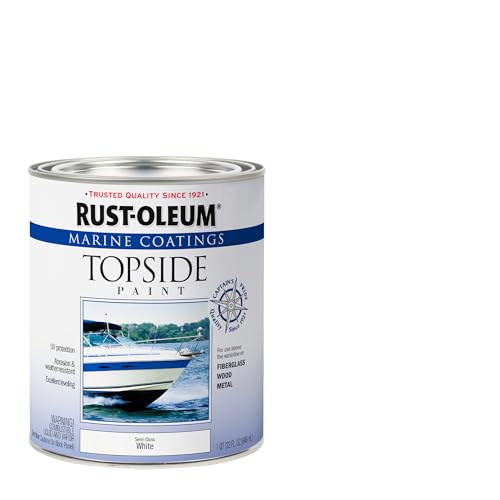 Rust-Oleum Marine Coatings Semi-Gloss White Topside Paint 32 Fl Oz - Durable UV & Weather Resistant