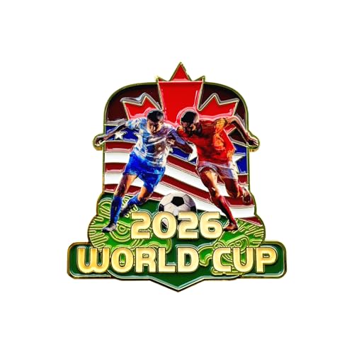 2026 Soccer World Cup Badge Pin - Shiny Enamel Collectible, 2.17x1.97 Inch, Secure Butterfly Clasp - Variation 2
