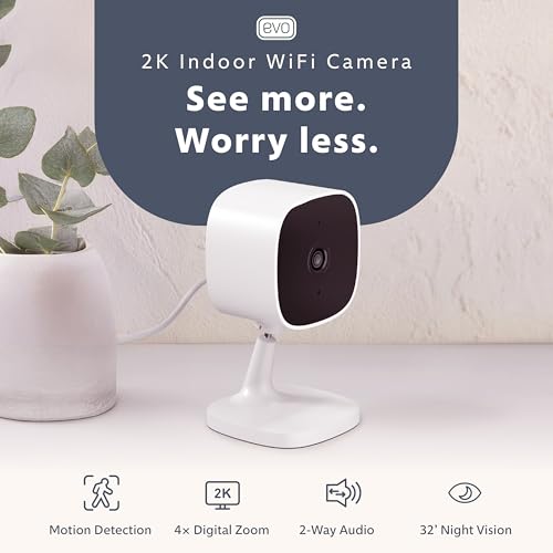 Swann EVO 2K Indoor Wi-Fi Security Camera: 2K HD Video, Compact Plug-in, Sound/Motion/pet/Person Detection, Live View, Night Vision, 2-Way Talk & Siren, Baby Monitor, Local/Cloud Storage, Easy Setup