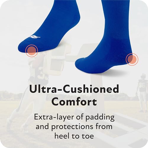 Performance Socks - Over-the-Calf Athletic Socks for Men & Youth - X-Small to Large - Red