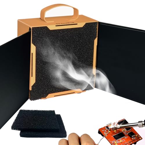 Upgraded ToolBud Solder Fume Extractor with Removable Magnetic Flaps | Portable, High-Efficiency Solder Smoke Absorber for Soldering, DIY, & Art | Compact Design for Clean Air